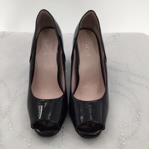Taryn Rose Black patent leather peep toe heels
